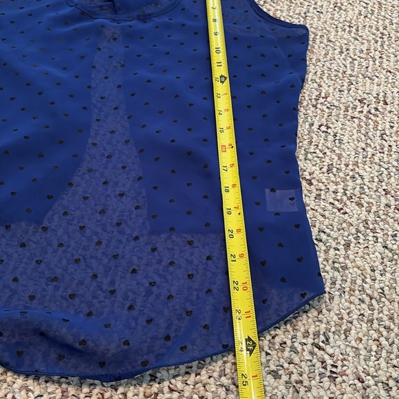 Alya Royal Blue & Black Hearts Polka Dot Sheer Top. Small - Picture 8 of 9